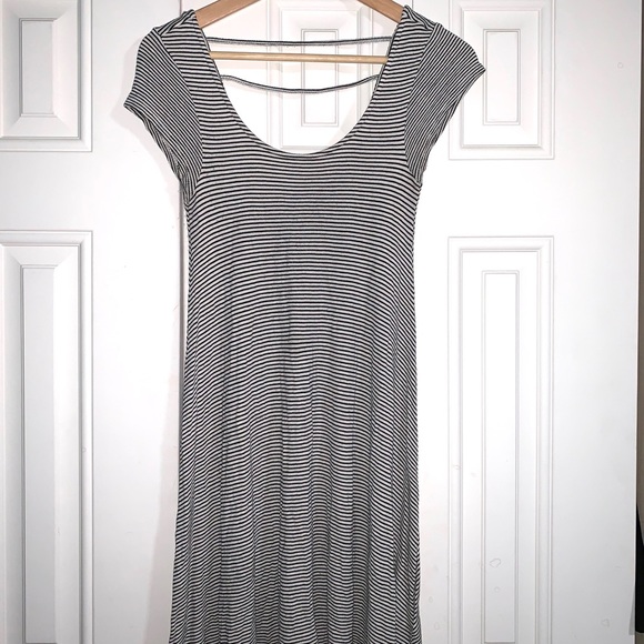 american eagle black and white striped dress AE V-Neck Lace Tiered Maxi Dress